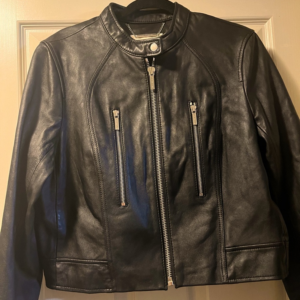 Michael Kors Black Genuine Moto Leather Jacket